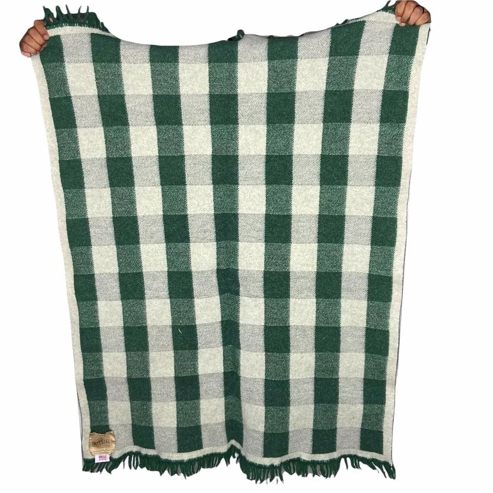 Milwaukee Bucks Wool Blanket Imperial Stock Ranch Green Plaid Leather Patch